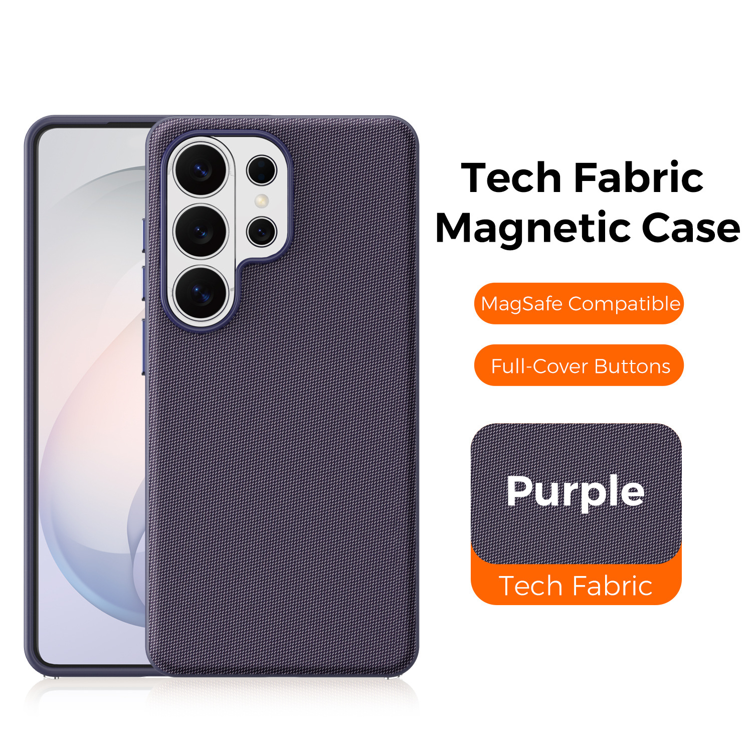 Compatible with Samsung S26 Ultra phone case, S25U wireless charging with built-in magnetic closure, and S24U fabric full-coverage protective case.