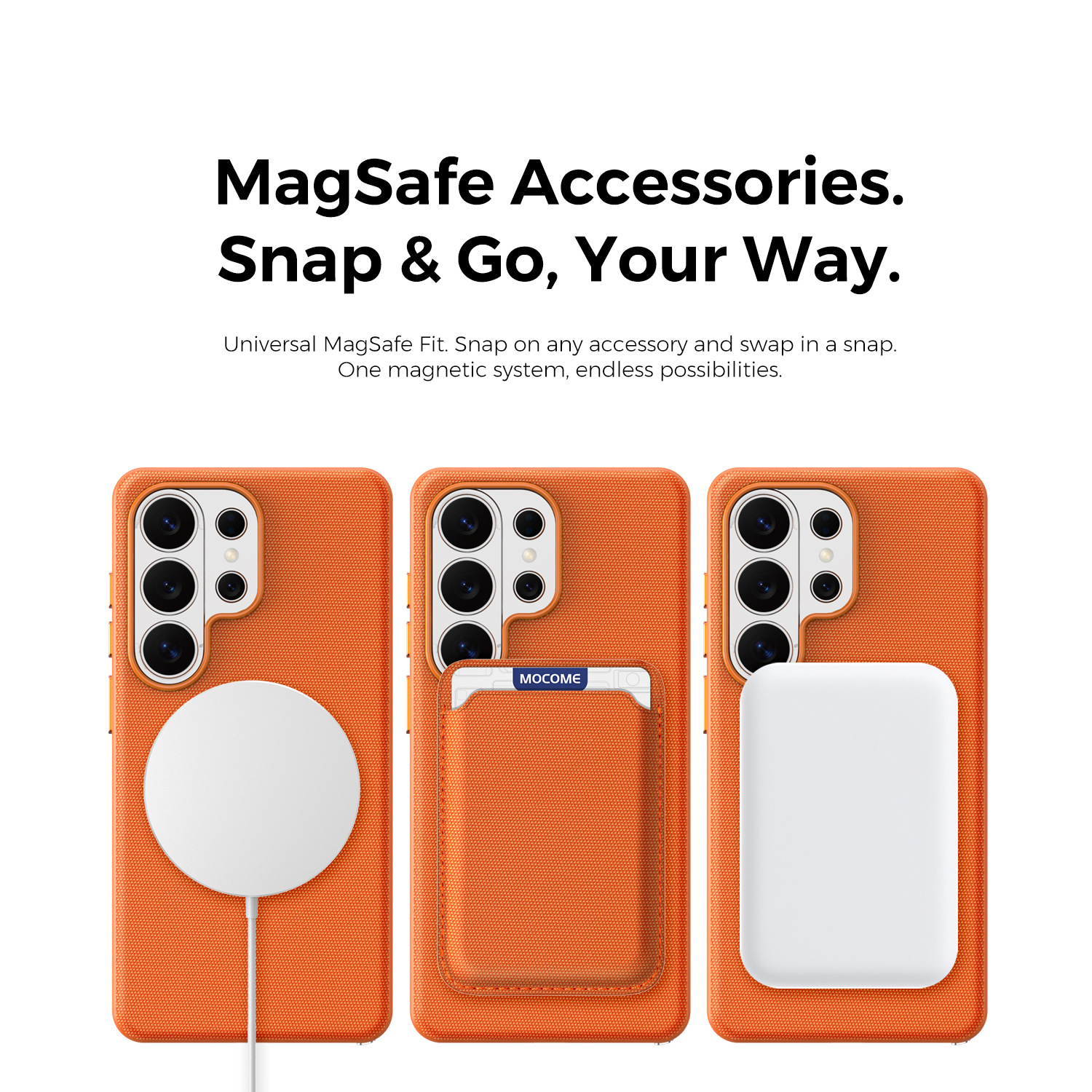 Compatible with Samsung S26 Ultra phone case, S25U wireless charging with built-in magnetic closure, and S24U fabric full-coverage protective case.
