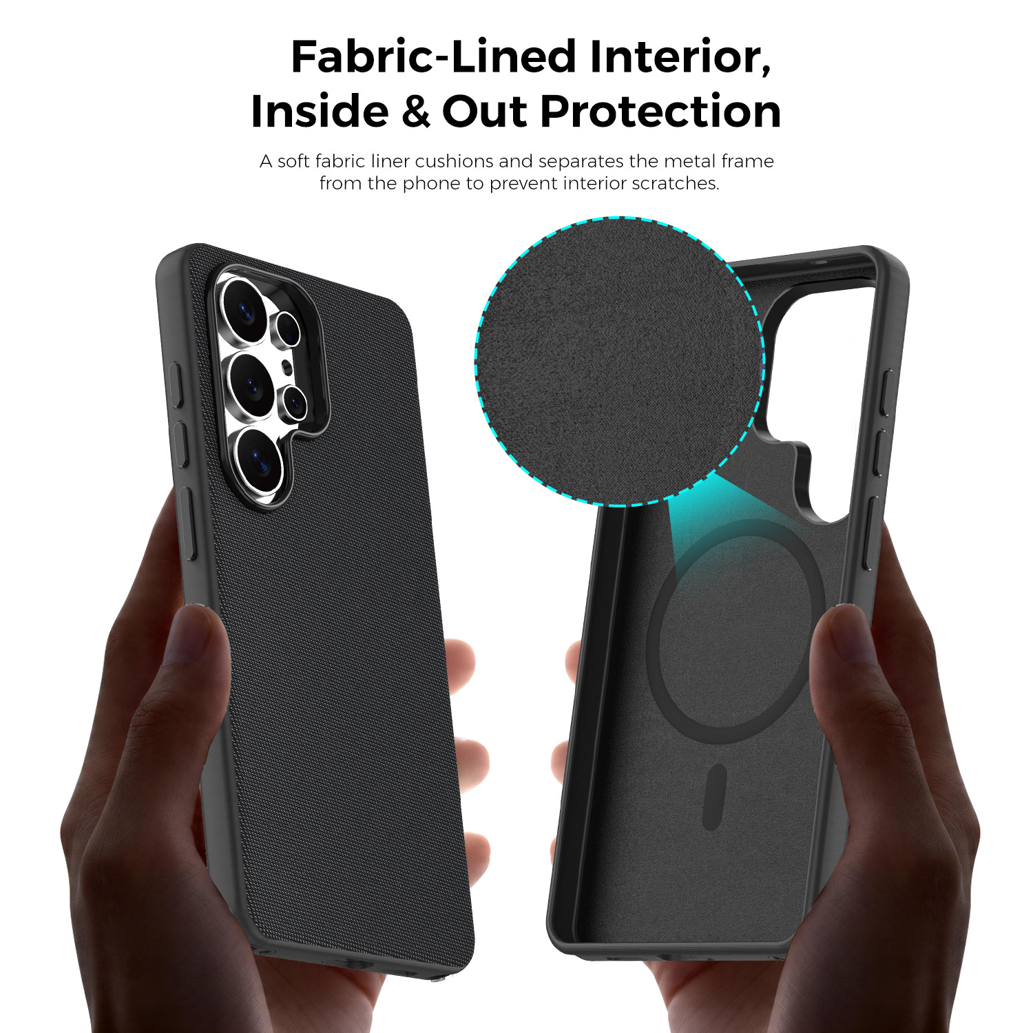 Compatible with Samsung S26 Ultra phone case, S25U wireless charging with built-in magnetic closure, and S24U fabric full-coverage protective case.