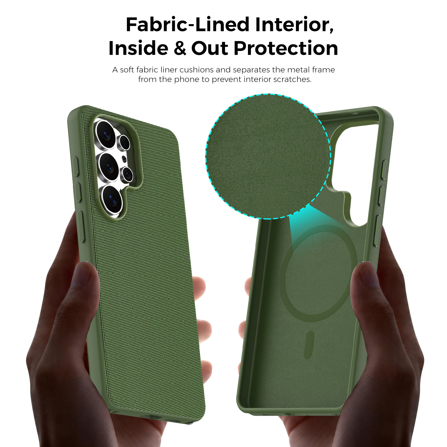 Compatible with Samsung S26 Ultra phone case, S25U wireless charging with built-in magnetic closure, and S24U fabric full-coverage protective case.