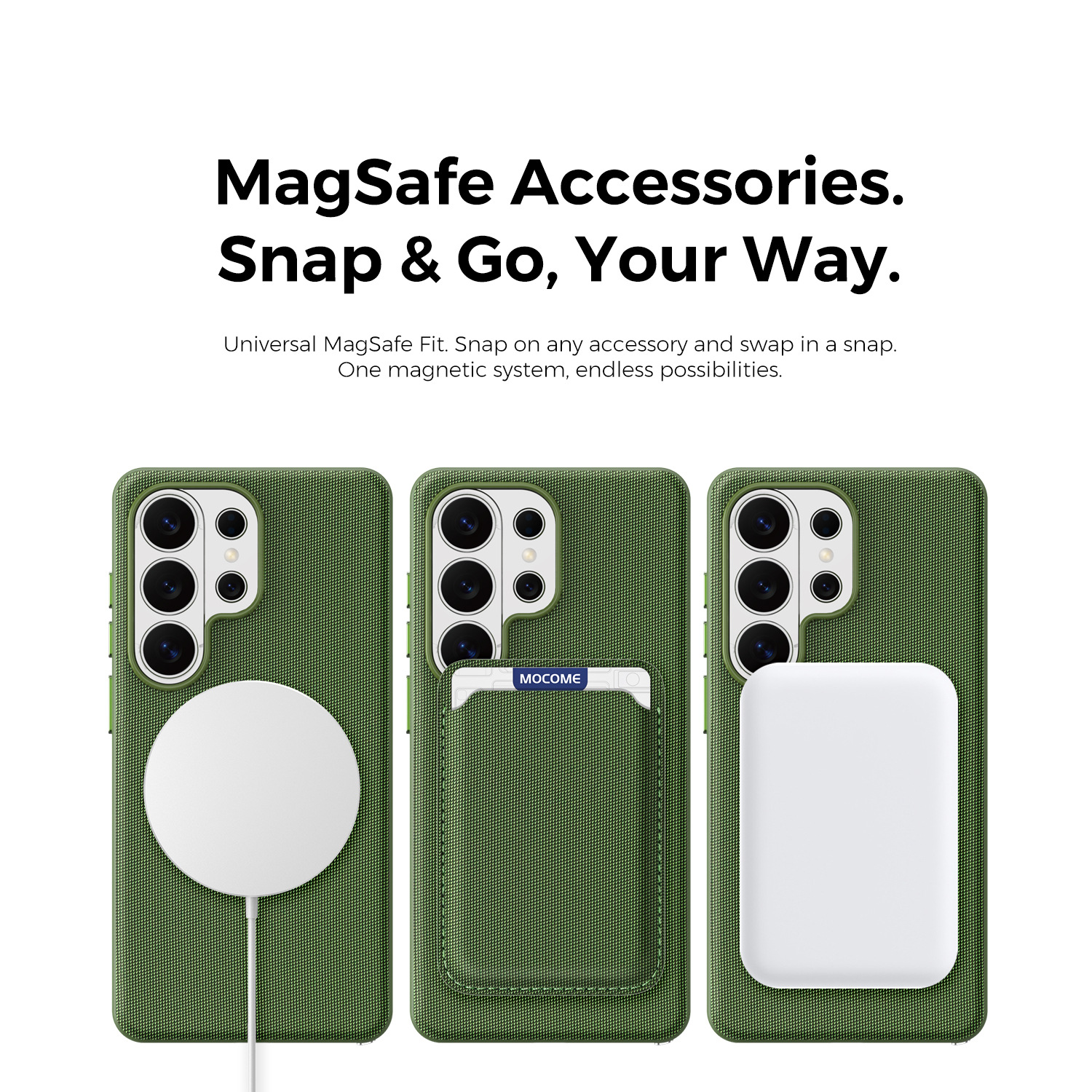 Compatible with Samsung S26 Ultra phone case, S25U wireless charging with built-in magnetic closure, and S24U fabric full-coverage protective case.