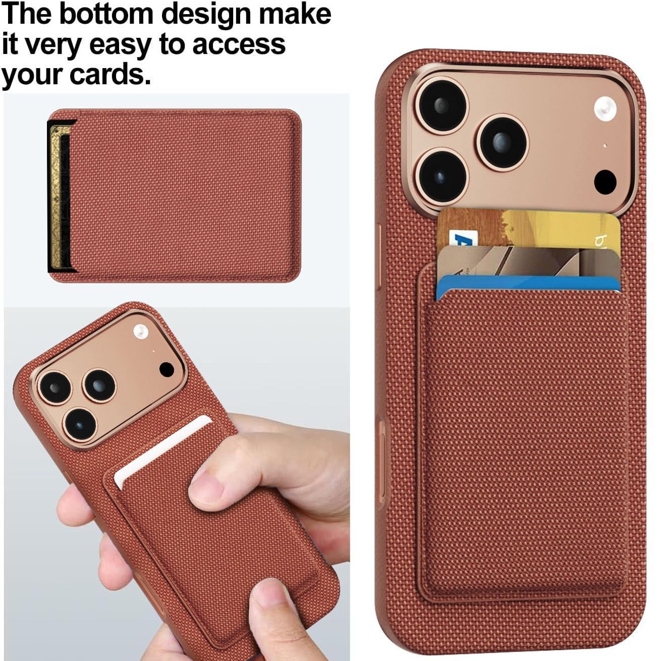 Compatible with Apple 17 Pro Max phone case, 16 Pro magnetic card holder, 15 Plus fabric texture, and 14 anti-drop protective case.