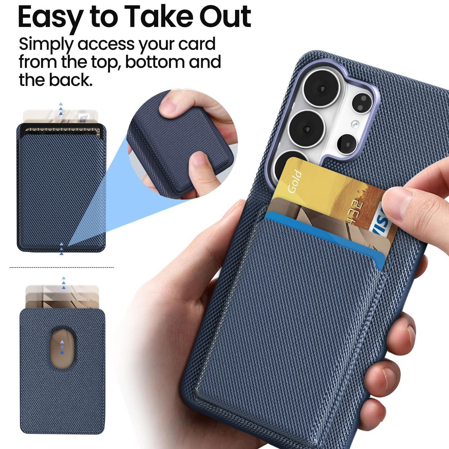 Compatible with Samsung S26 Ultra phone case, S25U wireless charging magnetic card holder, S24U electroplated fabric texture full coverage drop protection