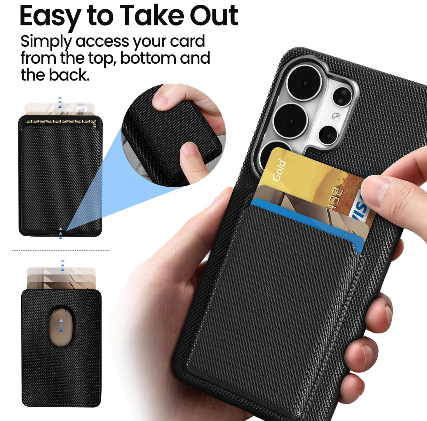 Compatible with Samsung S26 Ultra phone case, S25U wireless charging magnetic card holder, S24U electroplated fabric texture full coverage drop protection
