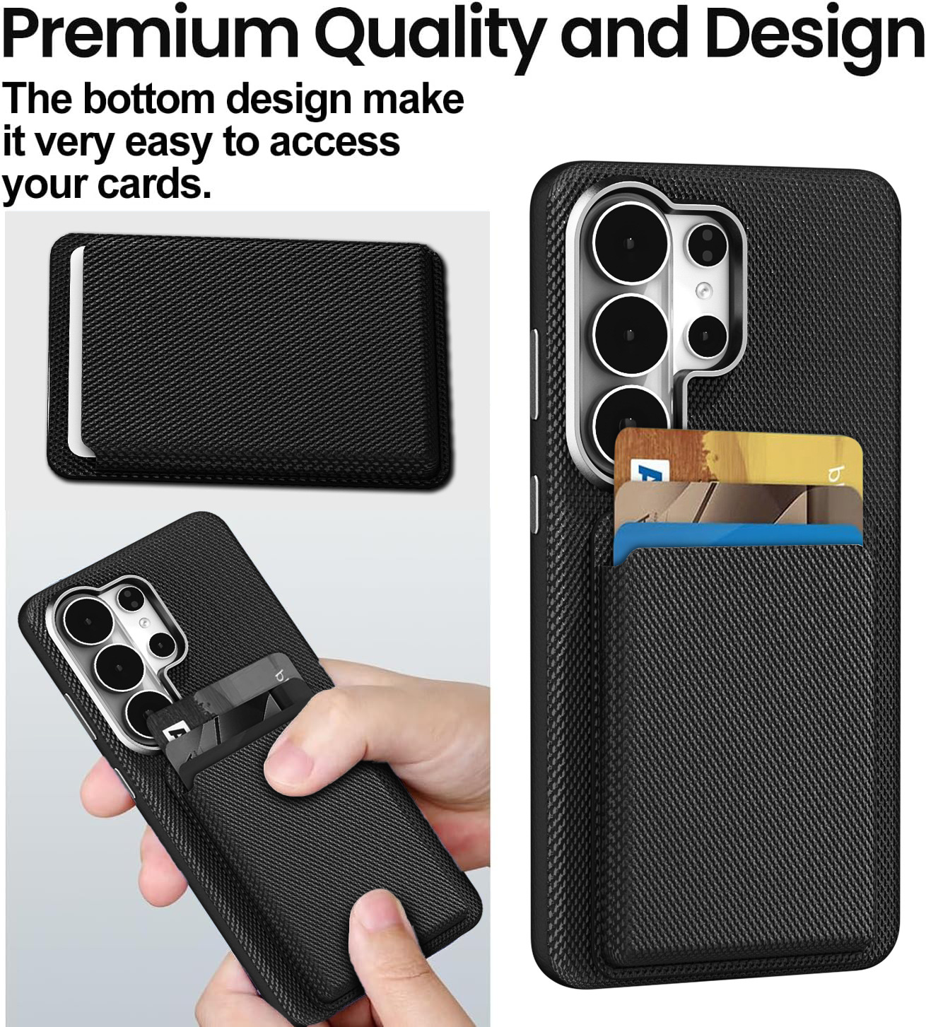 Compatible with Samsung S26 Ultra phone case, S25U wireless charging magnetic card holder, S24U electroplated fabric texture full coverage drop protection