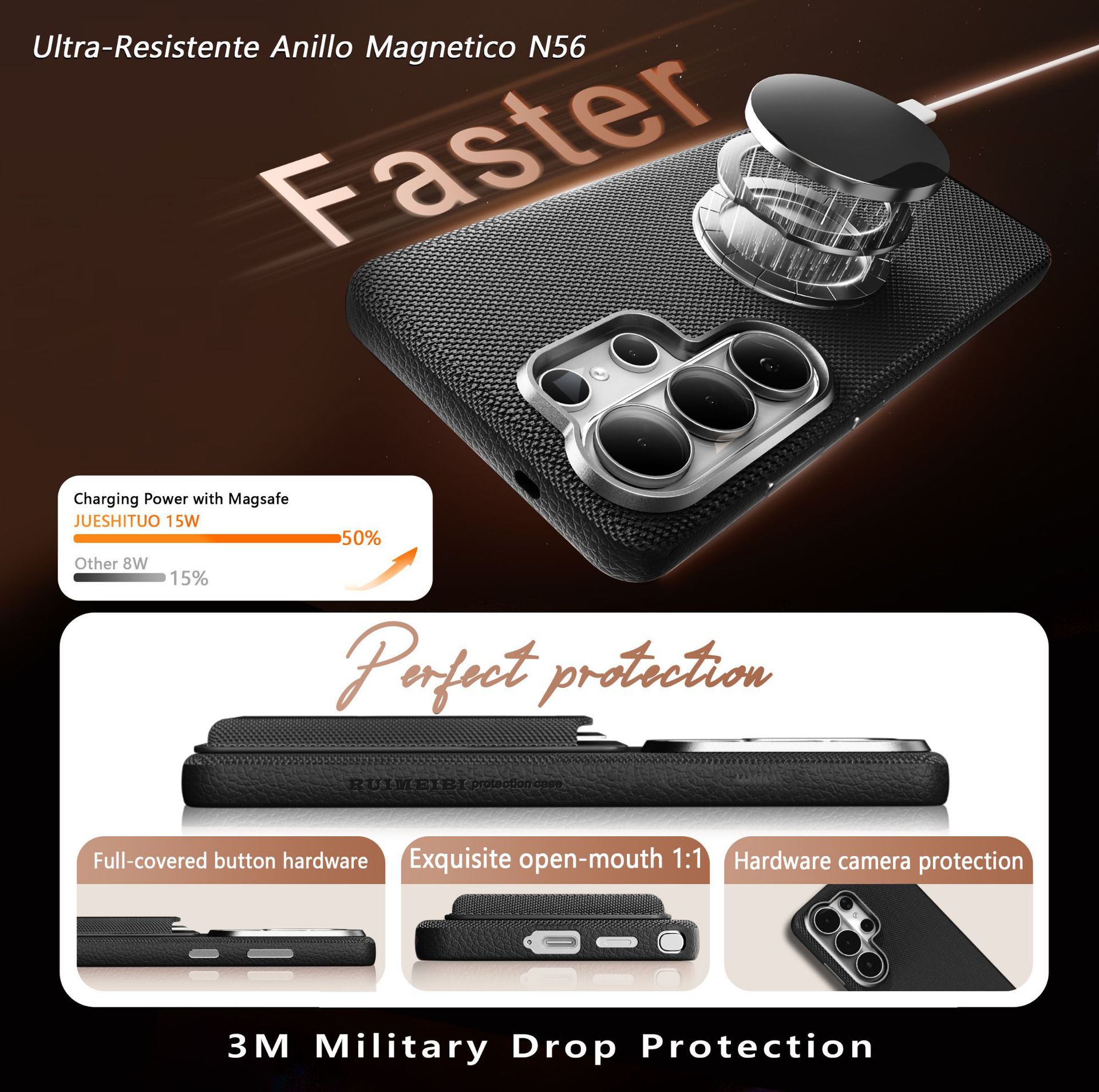 Compatible with Samsung S26 Ultra phone case, S25U wireless charging magnetic card holder, S24U electroplated fabric texture full coverage drop protection