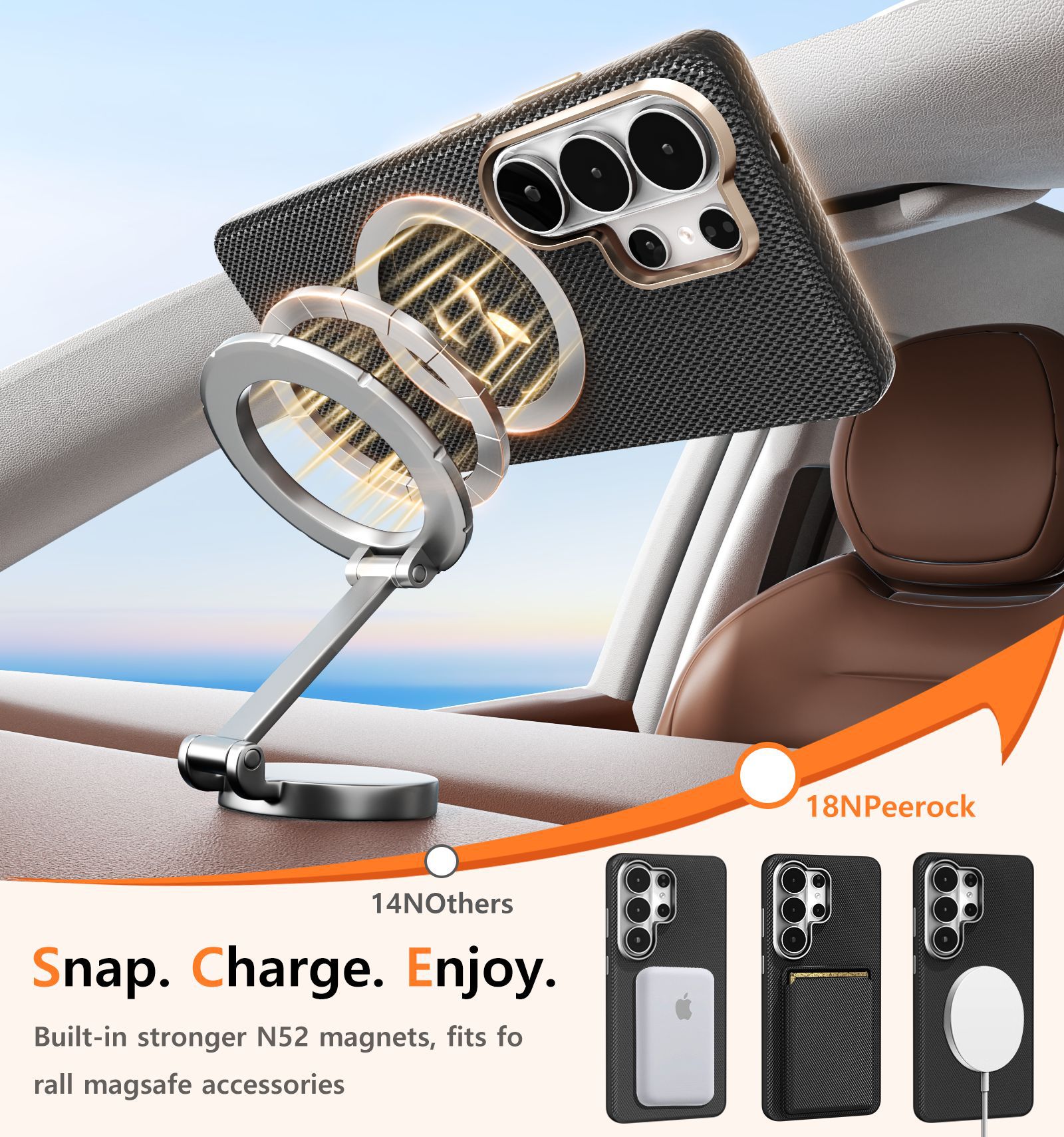 Compatible with Samsung S26 Ultra phone case, S25U wireless charging magnetic card holder, S24U electroplated fabric texture full coverage drop protection