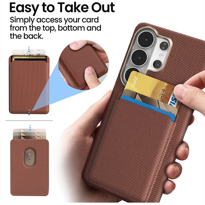 Compatible with Samsung S26 Ultra phone case, S25U wireless charging magnetic card holder, S24U electroplated fabric texture full coverage drop protection