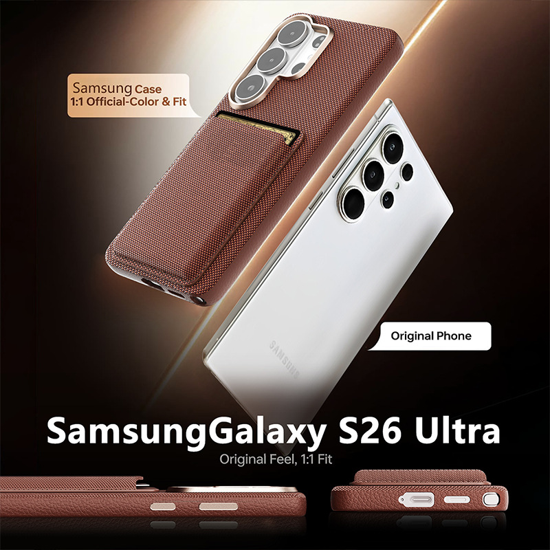 Compatible with Samsung S26 Ultra phone case, S25U wireless charging magnetic card holder, S24U electroplated fabric texture full coverage drop protection