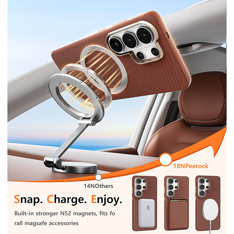 Compatible with Samsung S26 Ultra phone case, S25U wireless charging magnetic card holder, S24U electroplated fabric texture full coverage drop protection