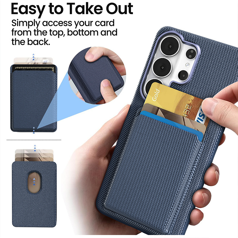 Compatible with Samsung S26 Ultra phone case, S25U wireless charging magnetic card holder, S24U electroplated fabric texture full coverage drop protection