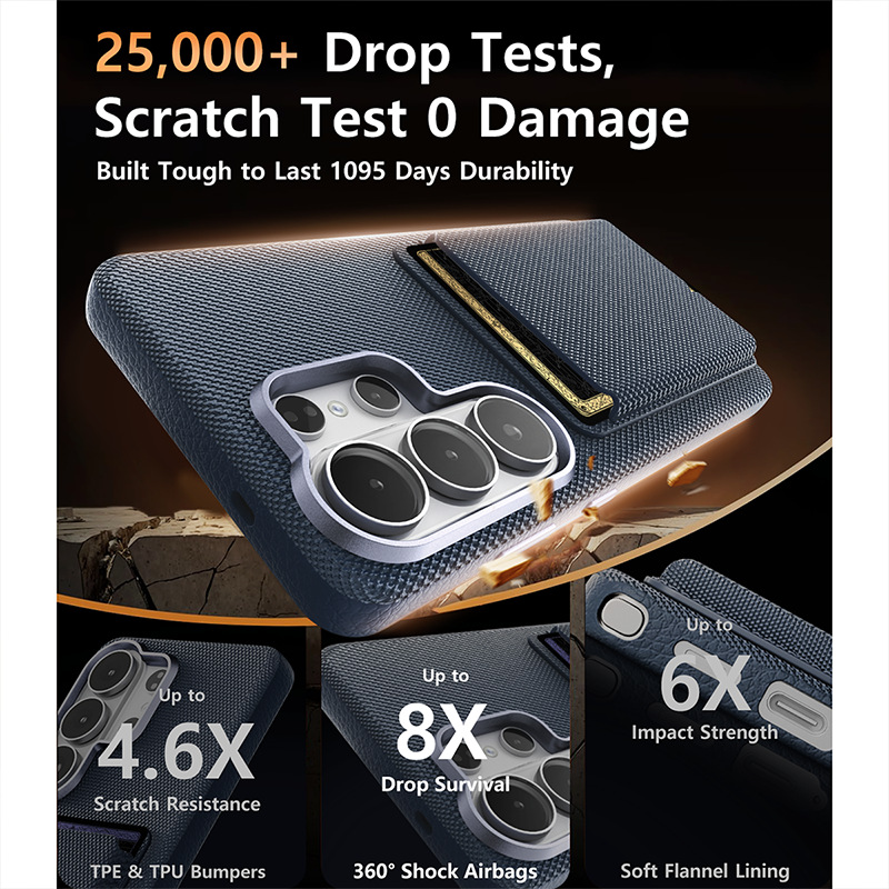 Compatible with Samsung S26 Ultra phone case, S25U wireless charging magnetic card holder, S24U electroplated fabric texture full coverage drop protection