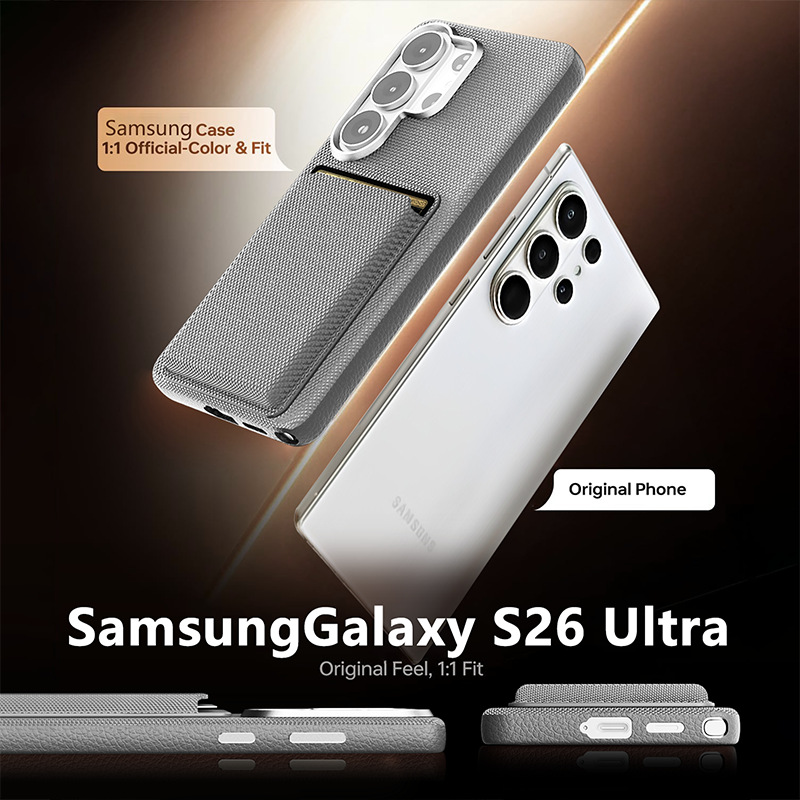 Compatible with Samsung S26 Ultra phone case, S25U wireless charging magnetic card holder, S24U electroplated fabric texture full coverage drop protection