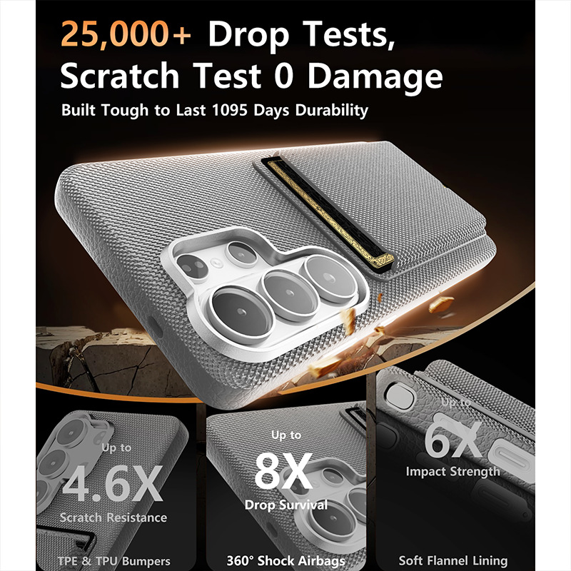 Compatible with Samsung S26 Ultra phone case, S25U wireless charging magnetic card holder, S24U electroplated fabric texture full coverage drop protection