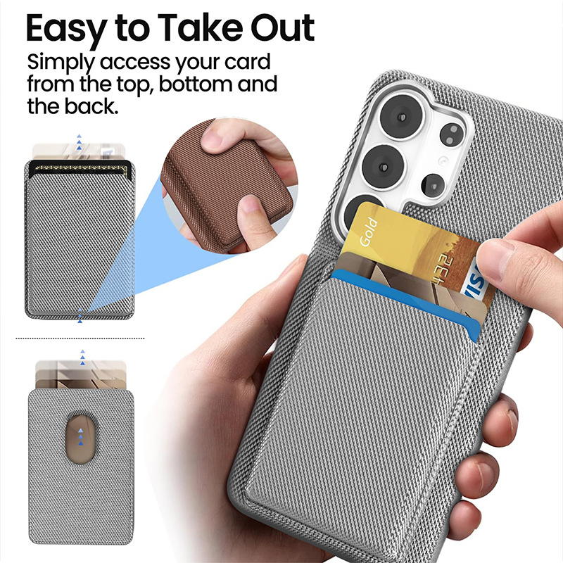Compatible with Samsung S26 Ultra phone case, S25U wireless charging magnetic card holder, S24U electroplated fabric texture full coverage drop protection
