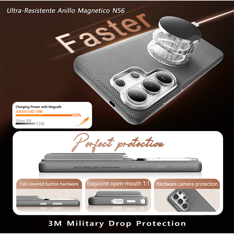 Compatible with Samsung S26 Ultra phone case, S25U wireless charging magnetic card holder, S24U electroplated fabric texture full coverage drop protection