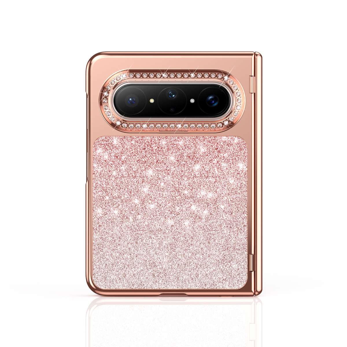 Compatible with Huawei Pura X MAX phone case, vegan leather, glitter gradient electroplated ring case film, full-coverage drop protection.