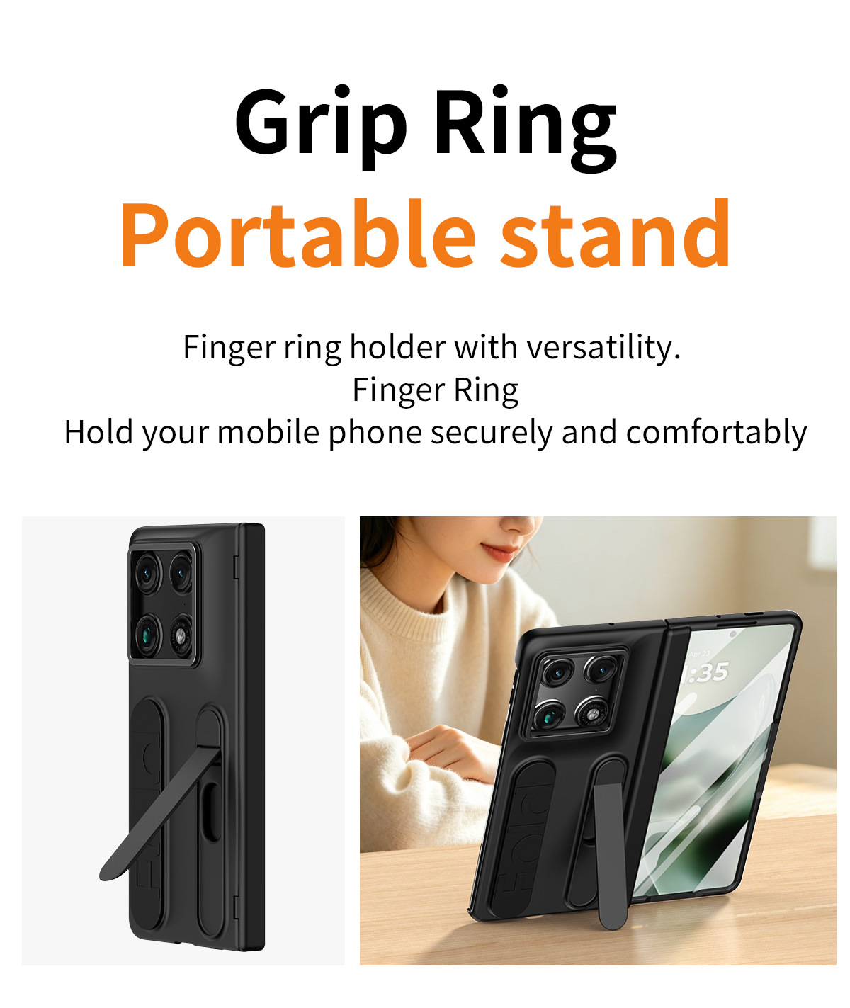 Compatible with Moto Razr Fold folding phone case, card slot holder, wrist strap, hinge case, screen protector, full-coverage protective case