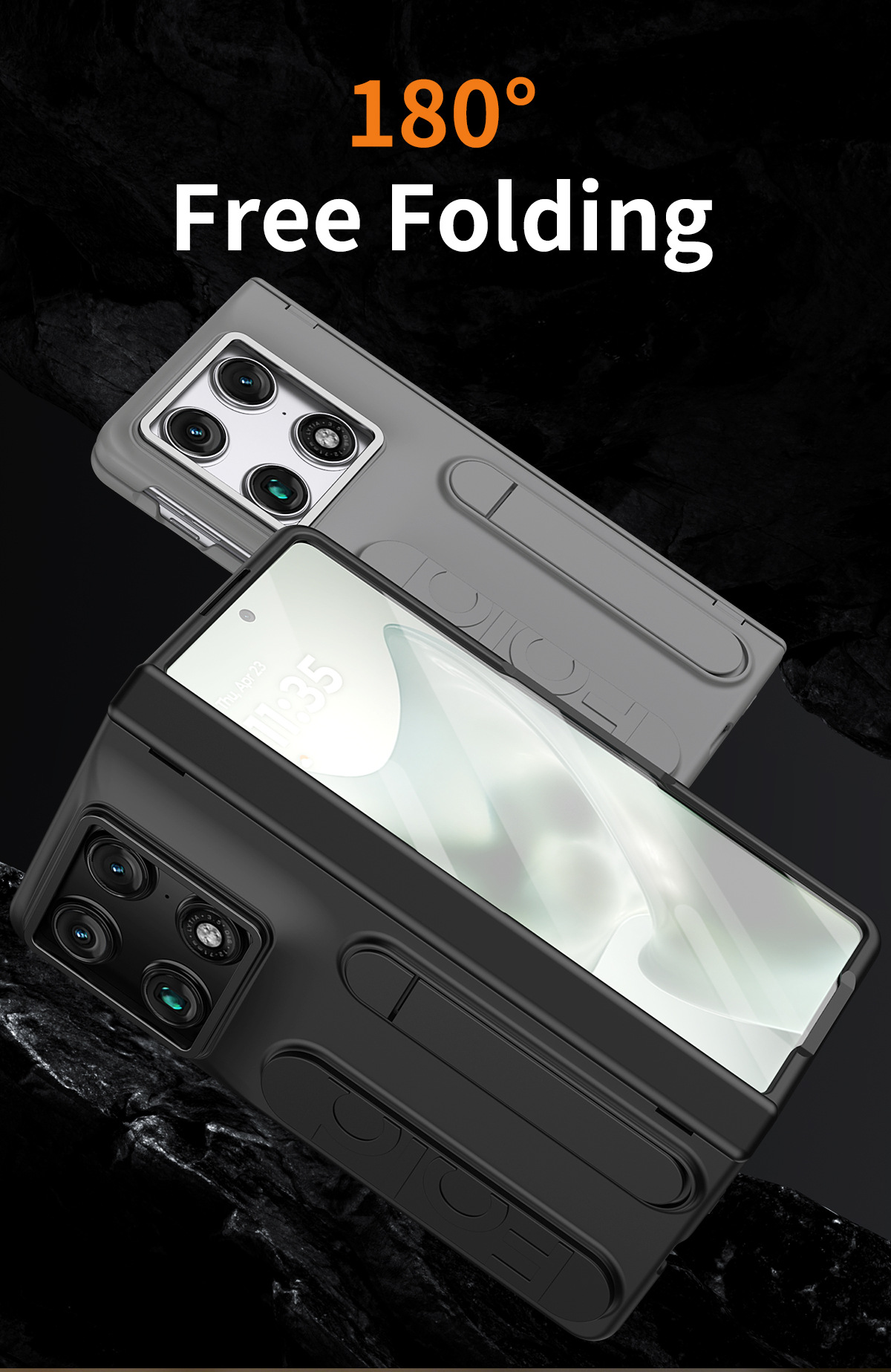 Compatible with Moto Razr Fold folding phone case, card slot holder, wrist strap, hinge case, screen protector, full-coverage protective case