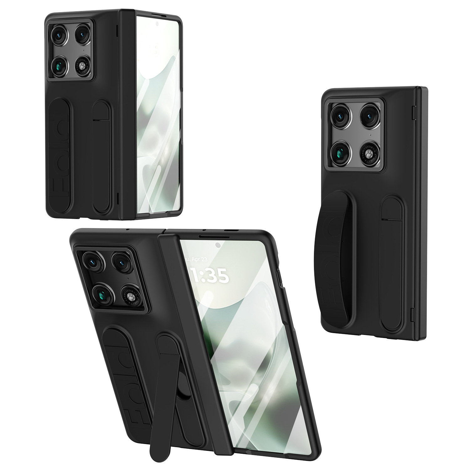 Compatible with Moto Razr Fold folding phone case, card slot holder, wrist strap, hinge case, screen protector, full-coverage protective case