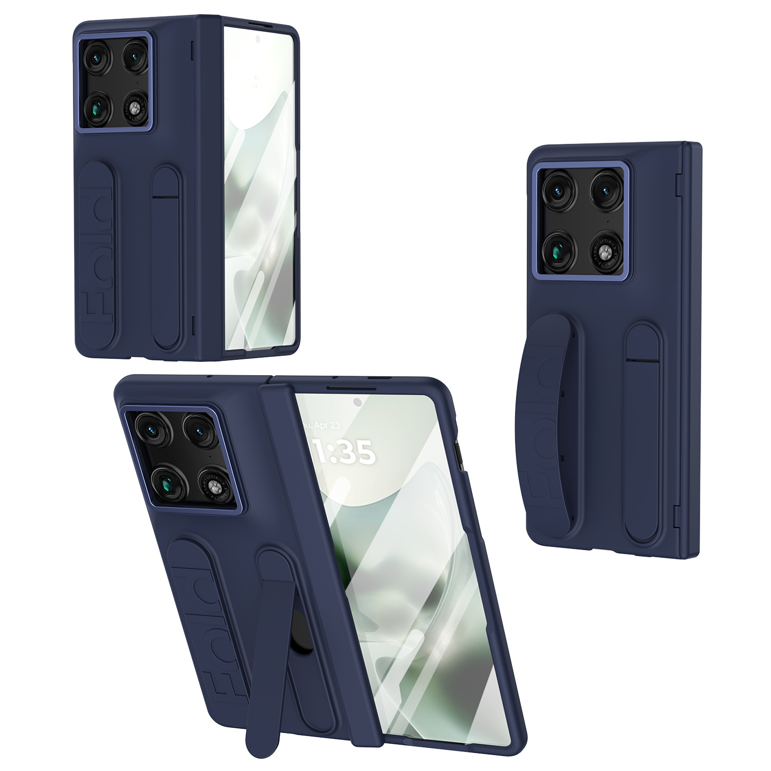 Compatible with Moto Razr Fold folding phone case, card slot holder, wrist strap, hinge case, screen protector, full-coverage protective case