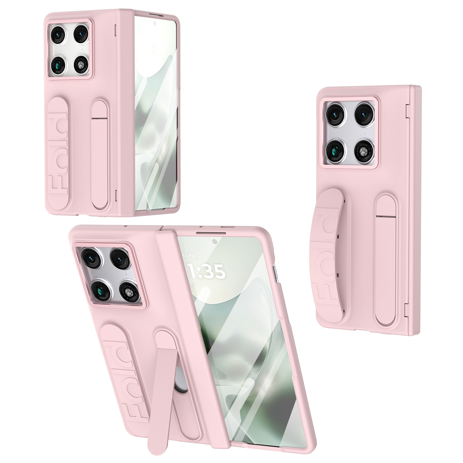 Compatible with Moto Razr Fold folding phone case, card slot holder, wrist strap, hinge case, screen protector, full-coverage protective case