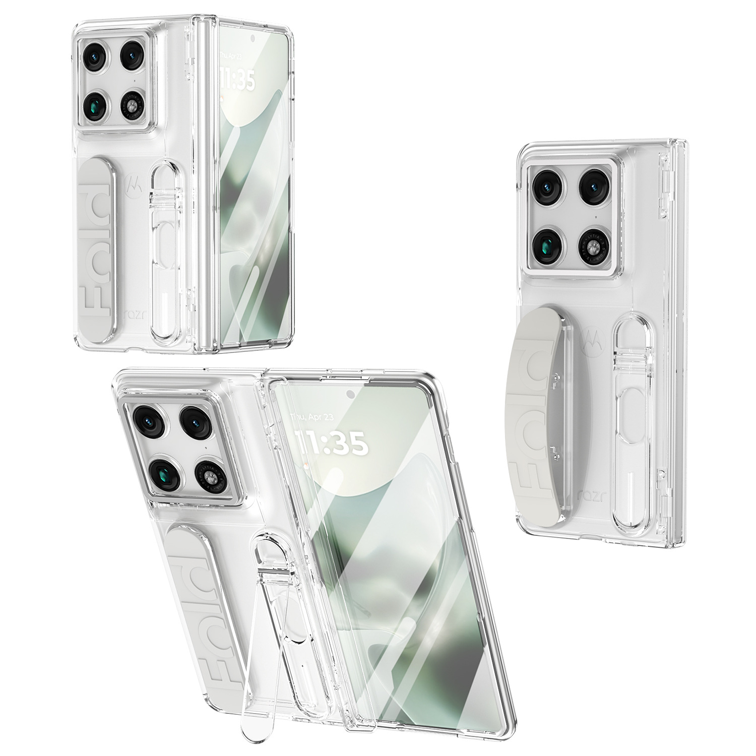 Compatible with Moto Razr Fold folding phone case, card slot holder, wrist strap, hinge case, screen protector, full-coverage protective case