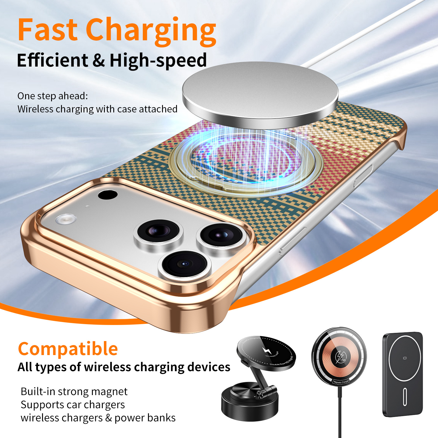 Compatible with Apple 17 Pro Max phone case, 16 Pro magnetic rotating ring holder, 15/14mm skin-feel semi-enclosed back cover
