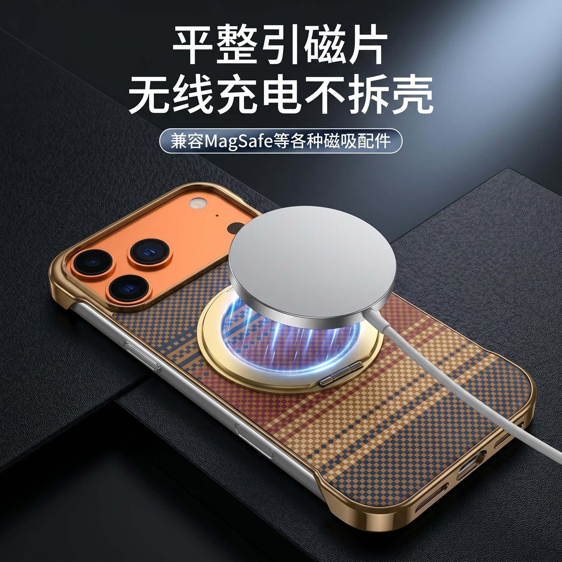 Compatible with Apple 17 Pro Max phone case, 16 Pro magnetic rotating ring holder, 15/14mm skin-feel semi-enclosed back cover