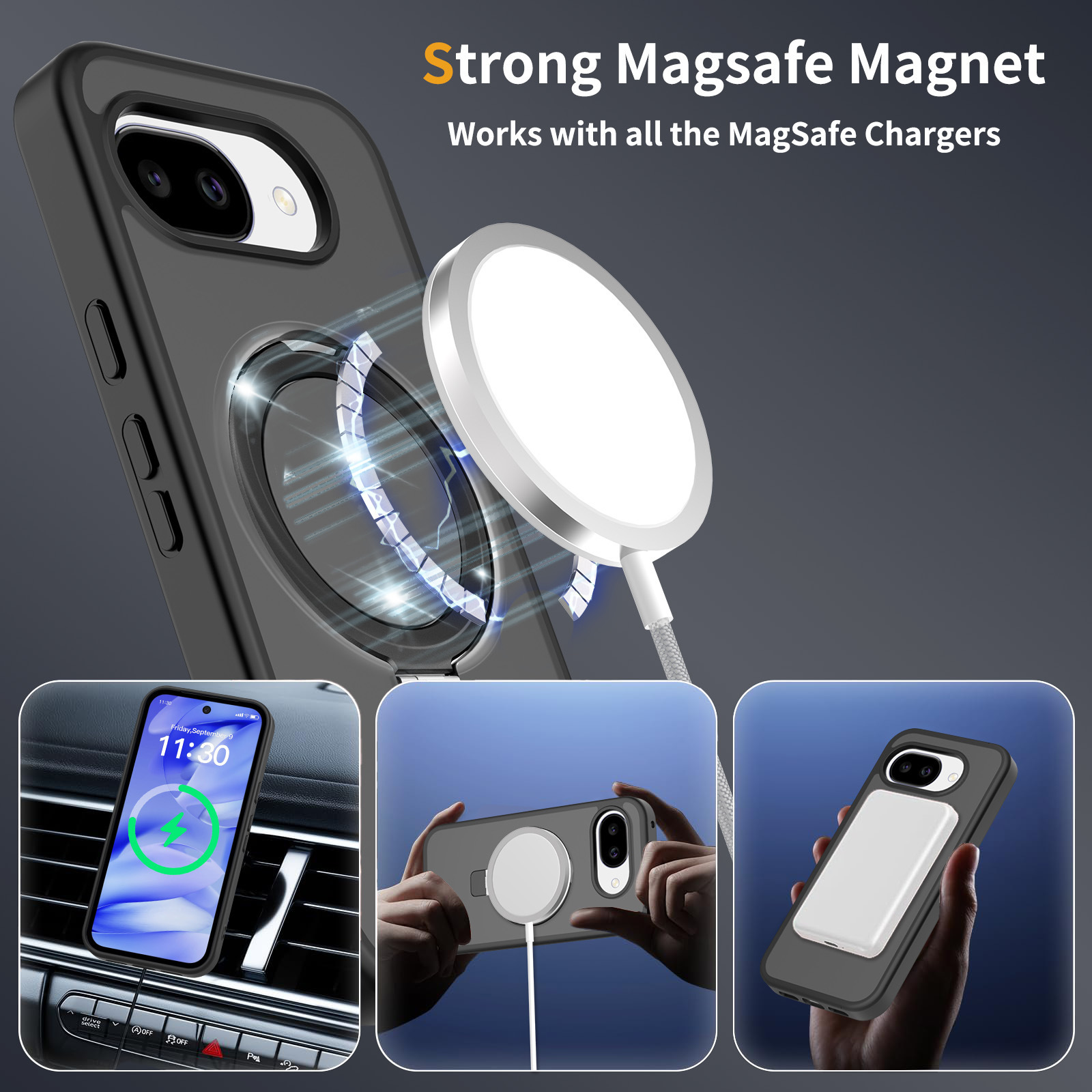 Compatible with Google 10 Pro XL phone case, MagSafe magnetic stand, Pixel 9A full-coverage drop-proof protective case.
