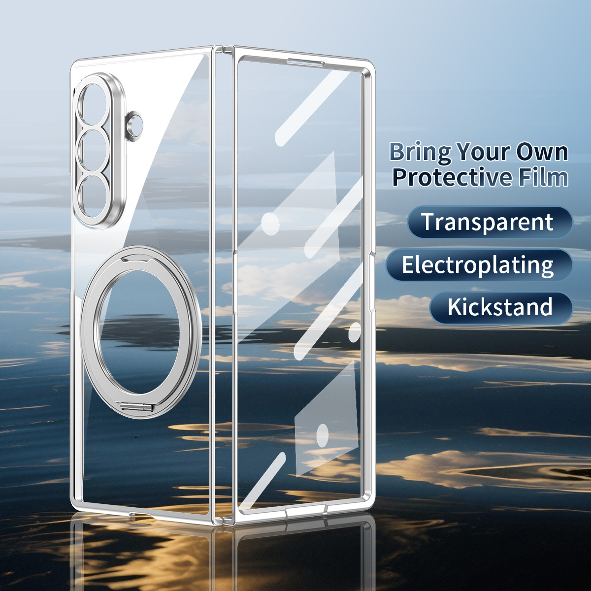 Compatible with Samsung Z Fold8/7 phone case, magnetic charging rotating stand, 6/5/4 case, electroplated transparent protective case