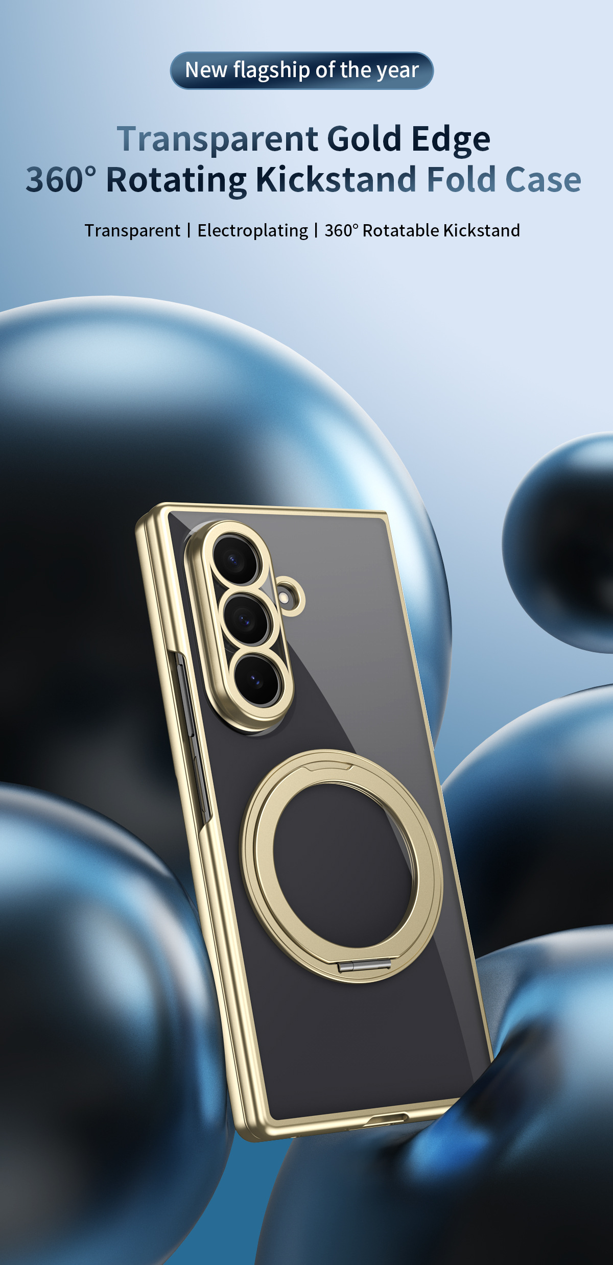 Compatible with Samsung Z Fold8/7 phone case, magnetic charging rotating stand, 6/5/4 case, electroplated transparent protective case