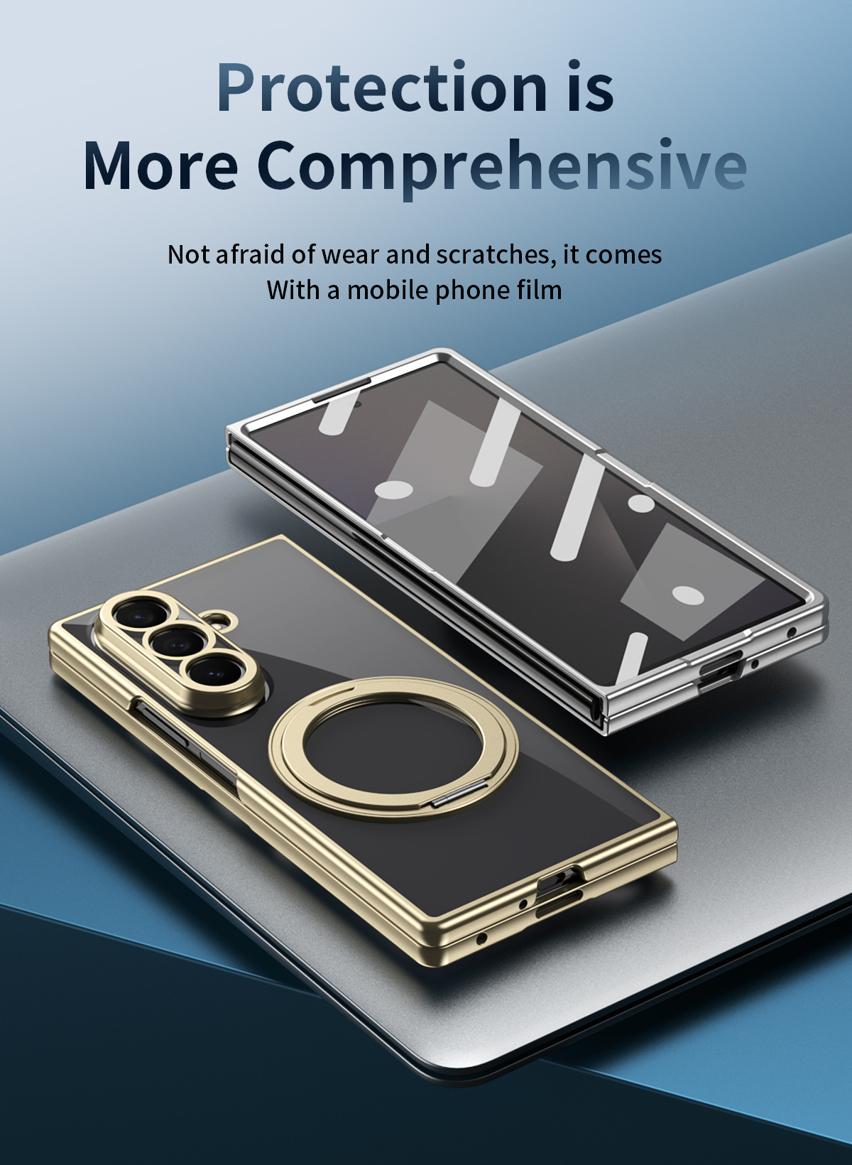 Compatible with Samsung Z Fold8/7 phone case, magnetic charging rotating stand, 6/5/4 case, electroplated transparent protective case
