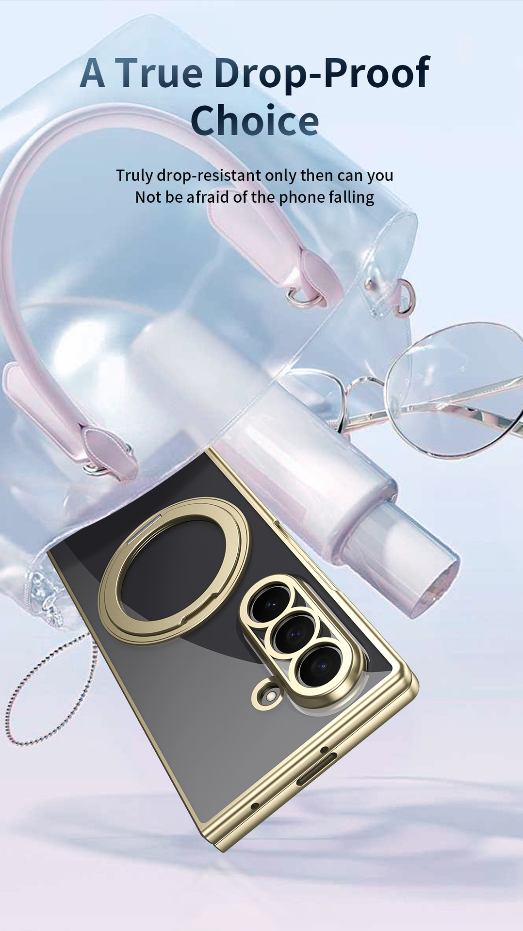 Compatible with Samsung Z Fold8/7 phone case, magnetic charging rotating stand, 6/5/4 case, electroplated transparent protective case