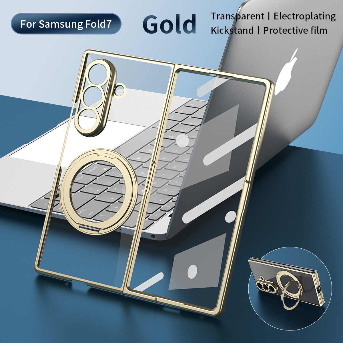 Compatible with Samsung Z Fold8/7 phone case, magnetic charging rotating stand, 6/5/4 case, electroplated transparent protective case