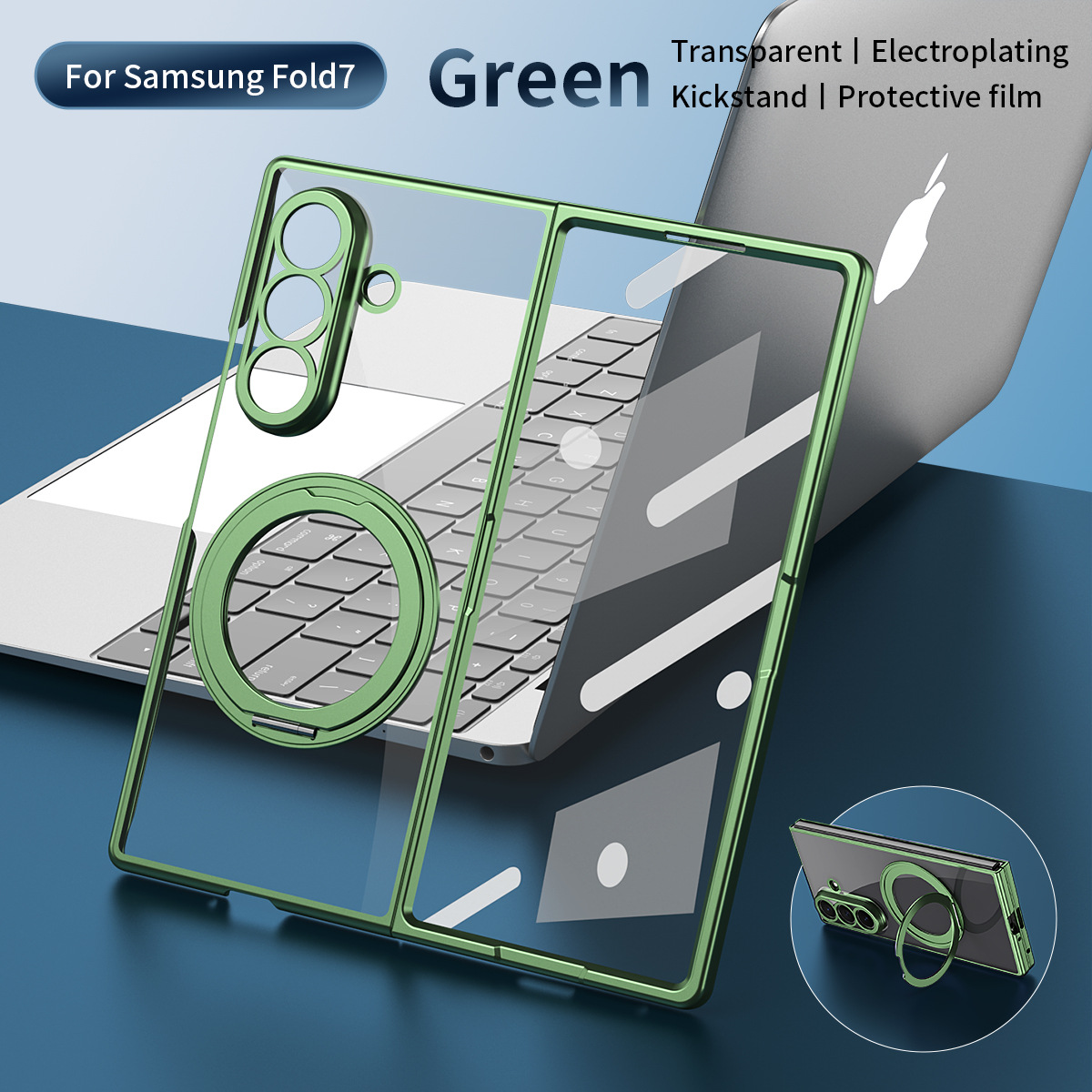 Compatible with Samsung Z Fold8/7 phone case, magnetic charging rotating stand, 6/5/4 case, electroplated transparent protective case
