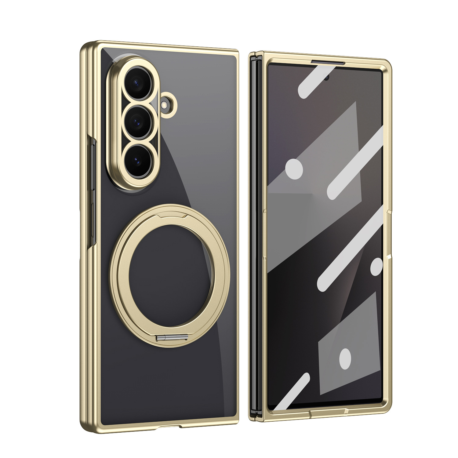 Compatible with Samsung Z Fold8/7 phone case, magnetic charging rotating stand, 6/5/4 case, electroplated transparent protective case