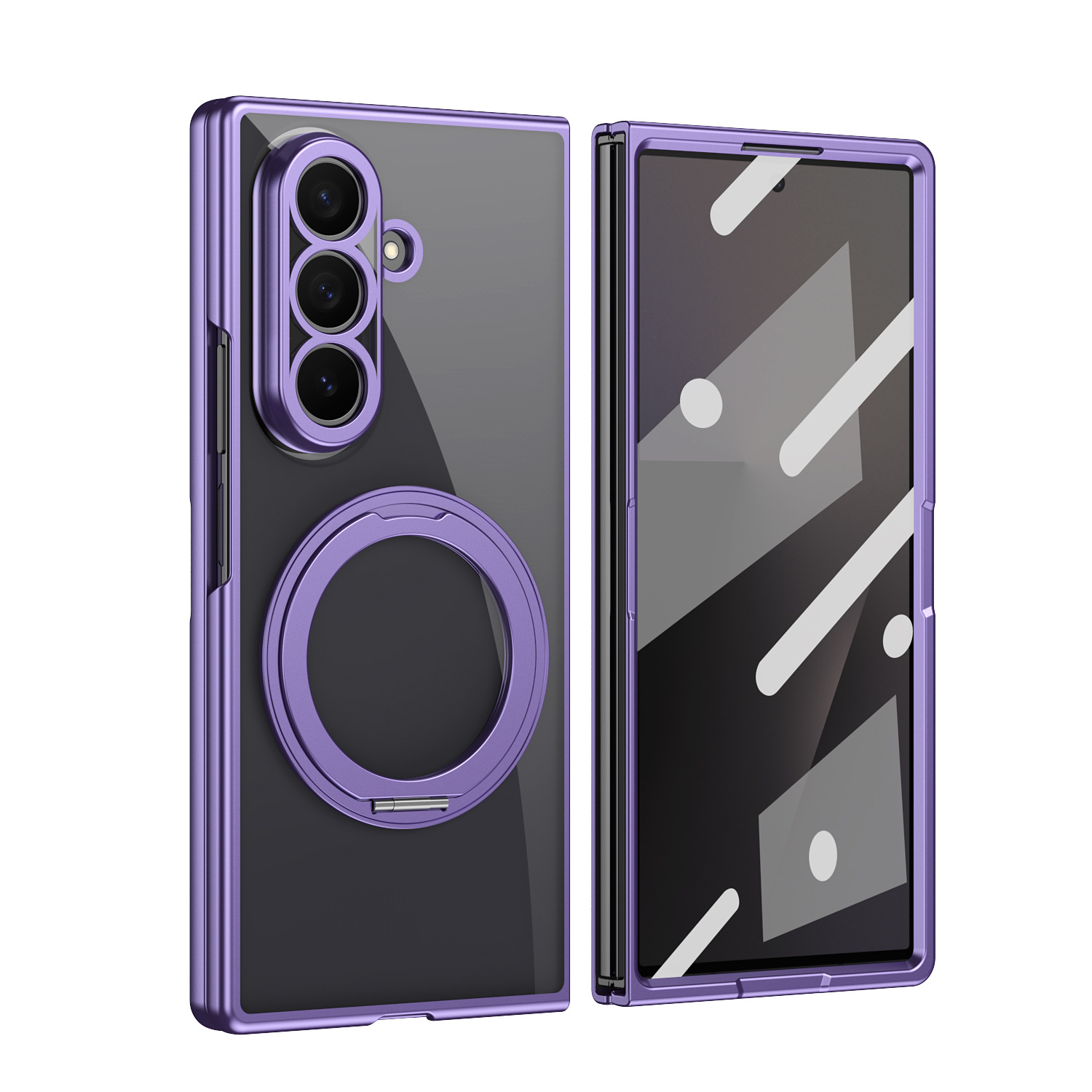 Compatible with Samsung Z Fold8/7 phone case, magnetic charging rotating stand, 6/5/4 case, electroplated transparent protective case