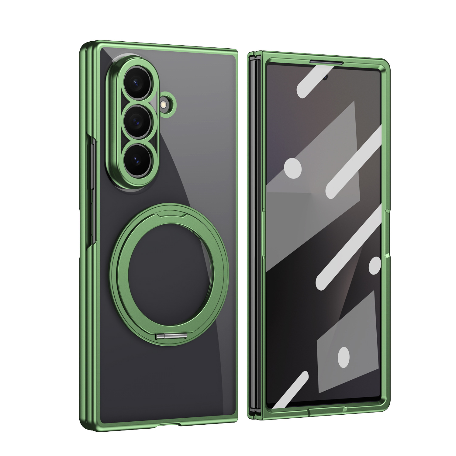 Compatible with Samsung Z Fold8/7 phone case, magnetic charging rotating stand, 6/5/4 case, electroplated transparent protective case