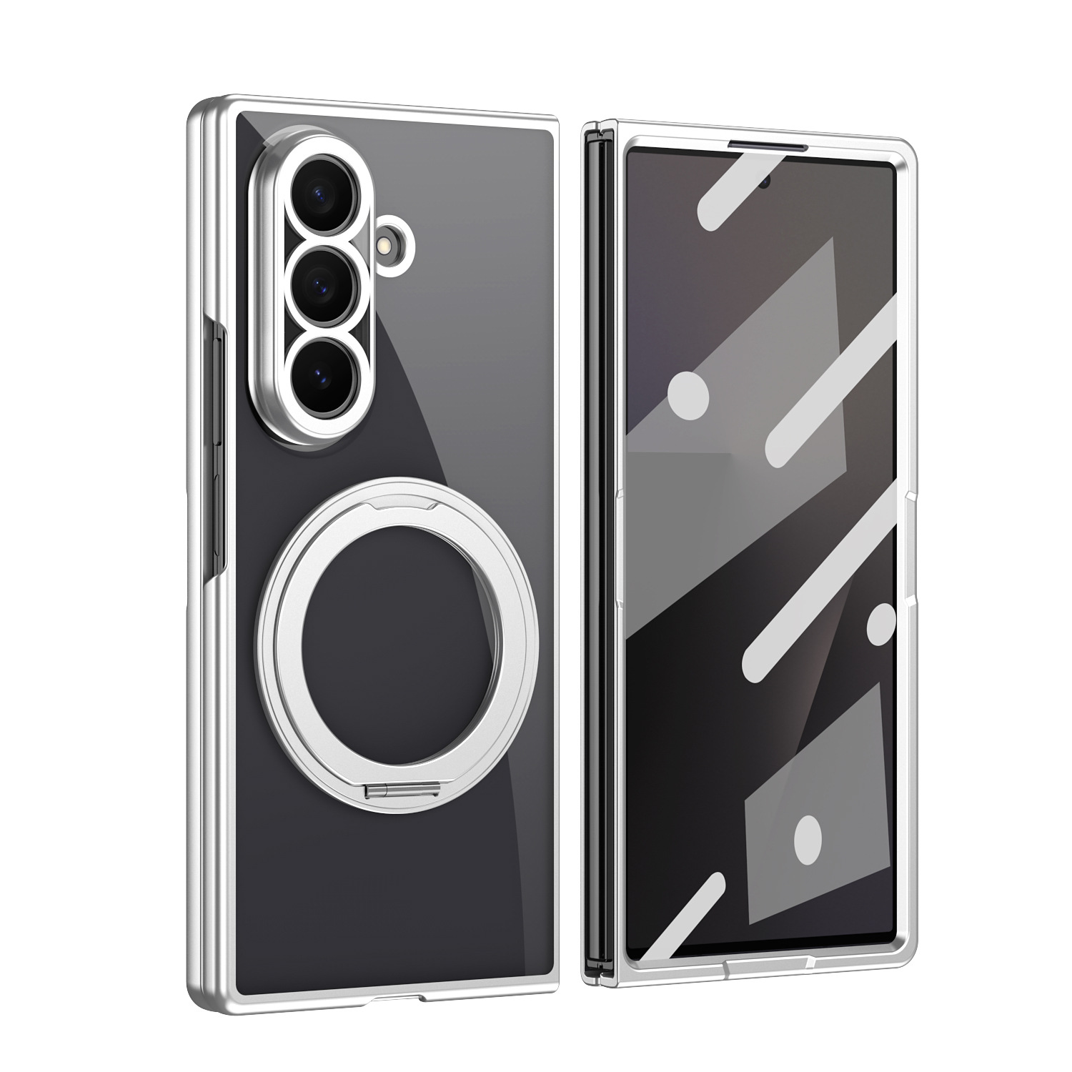 Compatible with Samsung Z Fold8/7 phone case, magnetic charging rotating stand, 6/5/4 case, electroplated transparent protective case
