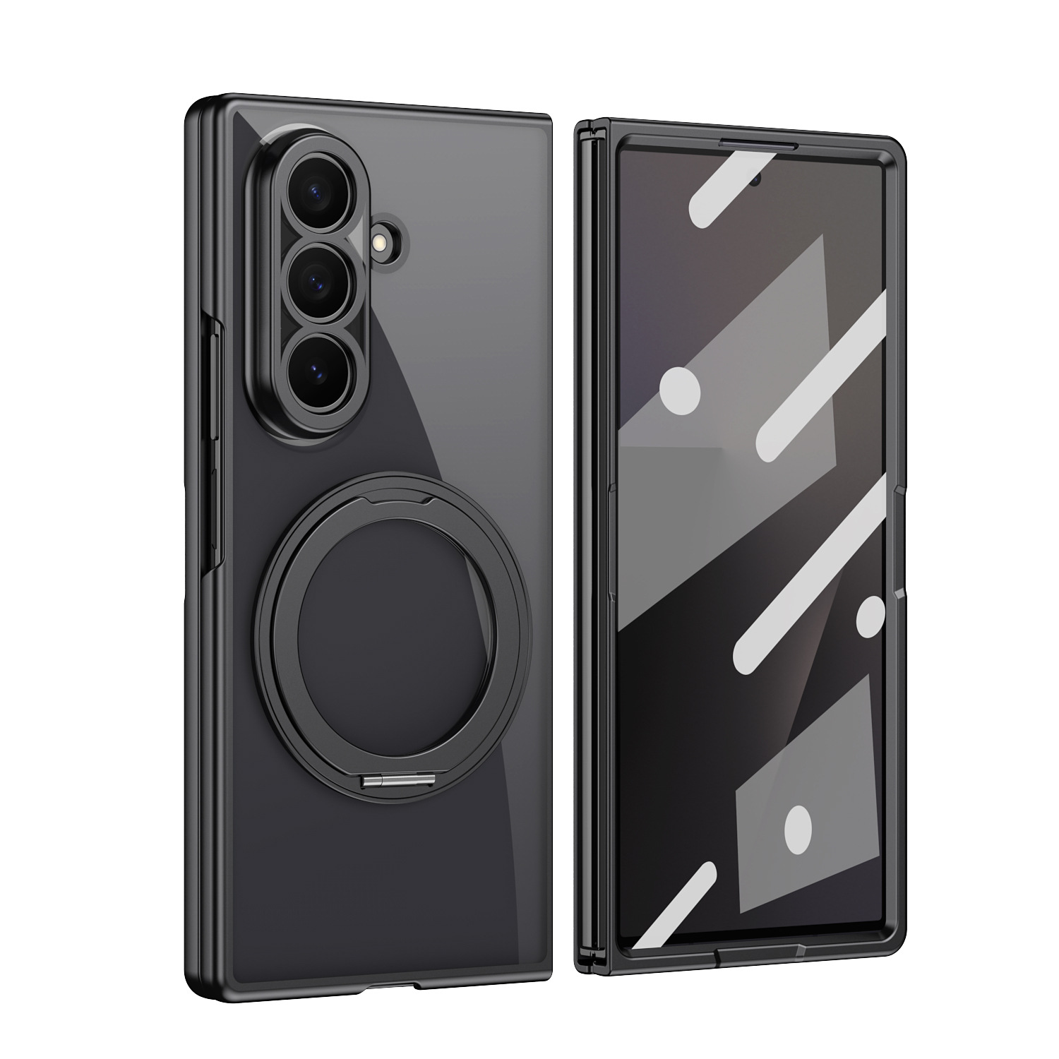 Compatible with Samsung Z Fold8/7 phone case, magnetic charging rotating stand, 6/5/4 case, electroplated transparent protective case