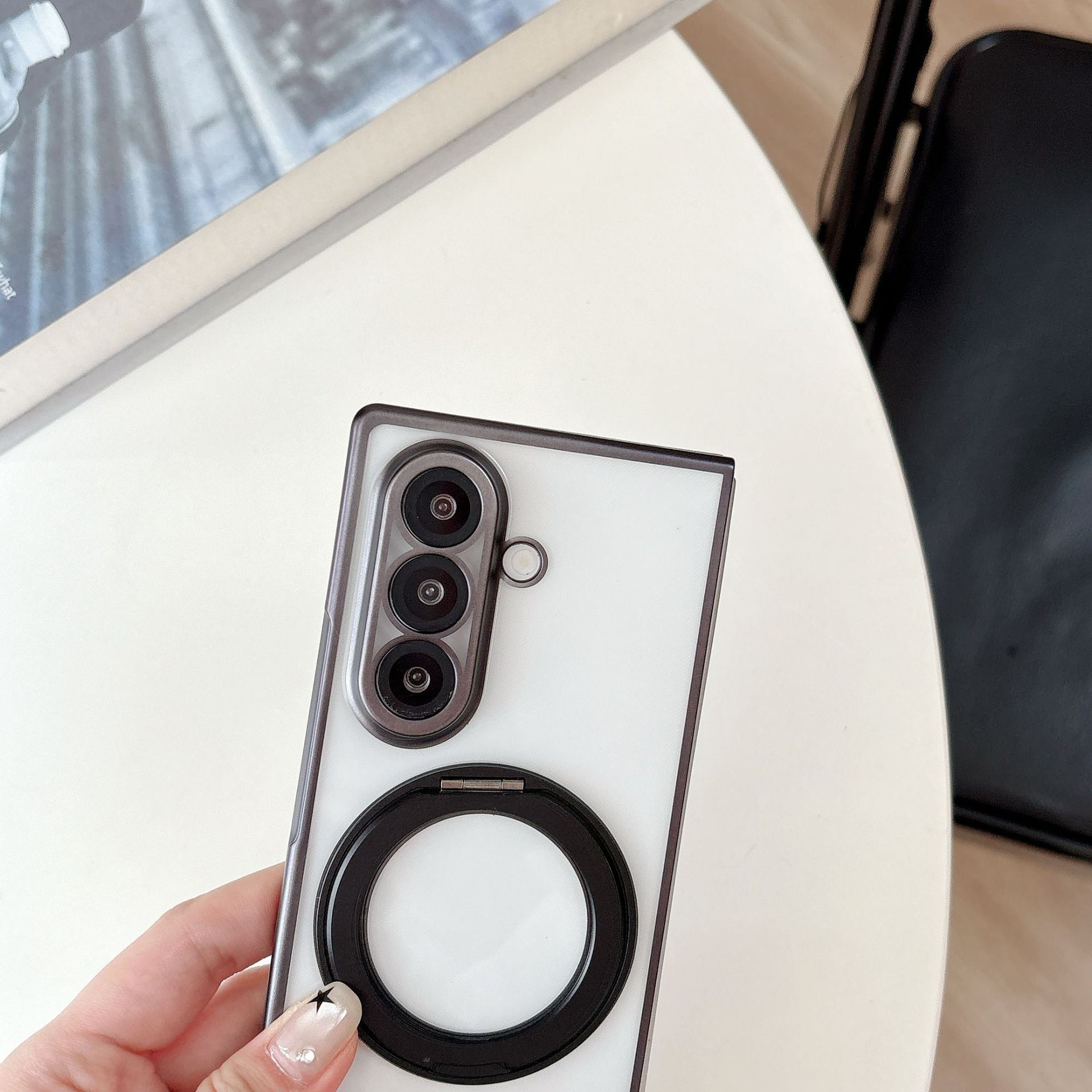 Compatible with Samsung Z Fold8/7 phone case, magnetic charging rotating stand, 6/5/4 case, electroplated transparent protective case