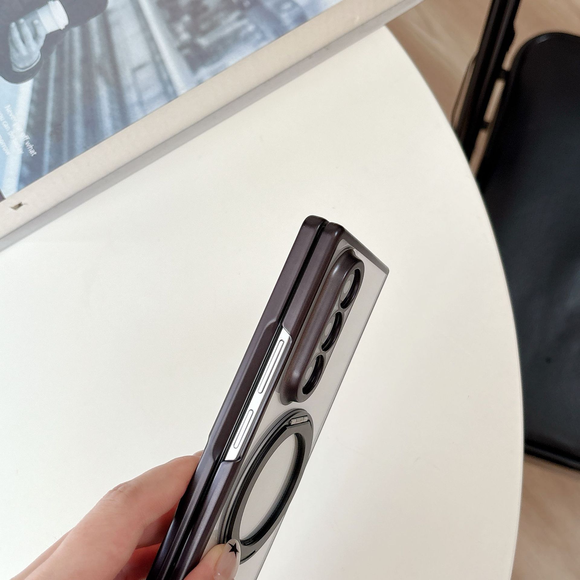 Compatible with Samsung Z Fold8/7 phone case, magnetic charging rotating stand, 6/5/4 case, electroplated transparent protective case