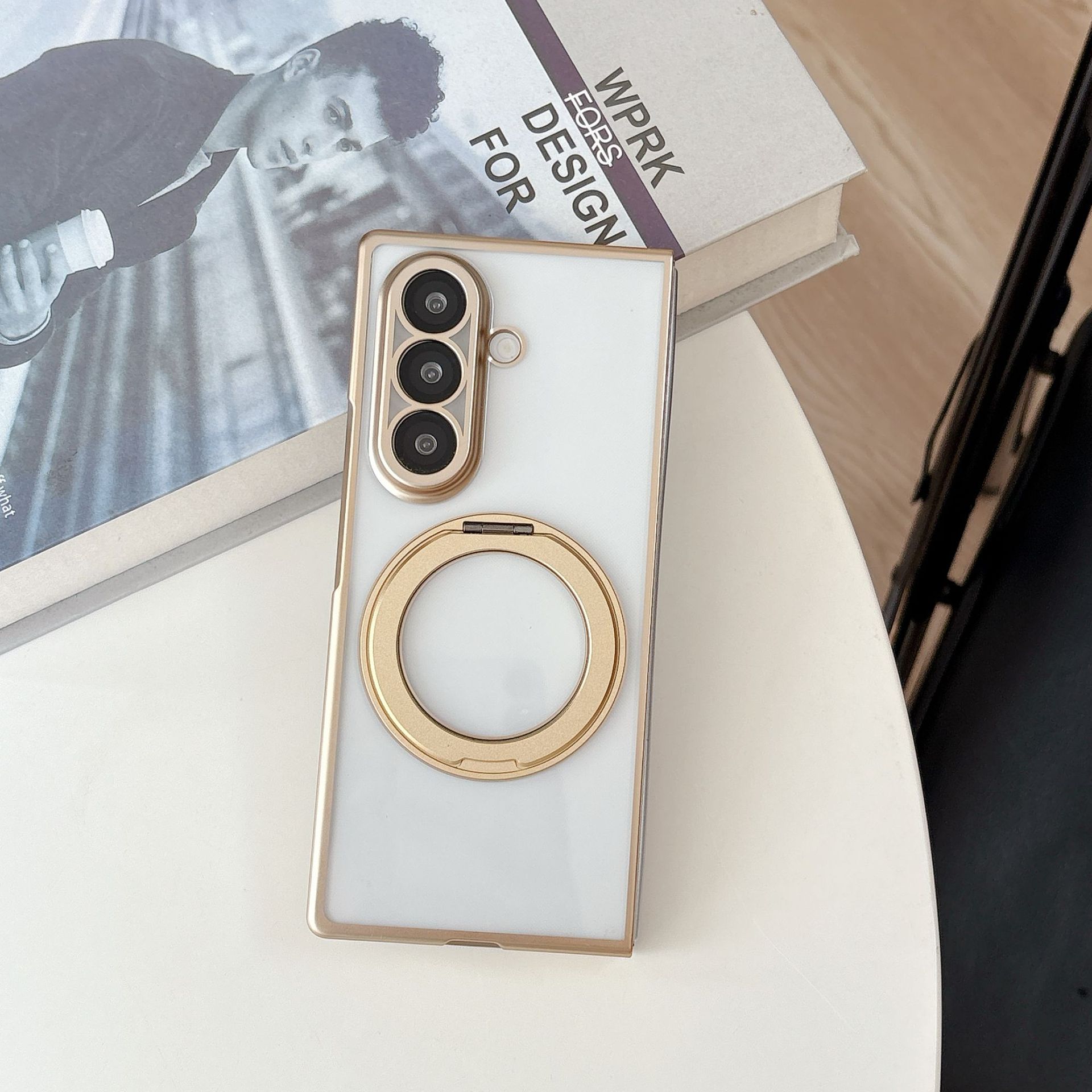 Compatible with Samsung Z Fold8/7 phone case, magnetic charging rotating stand, 6/5/4 case, electroplated transparent protective case