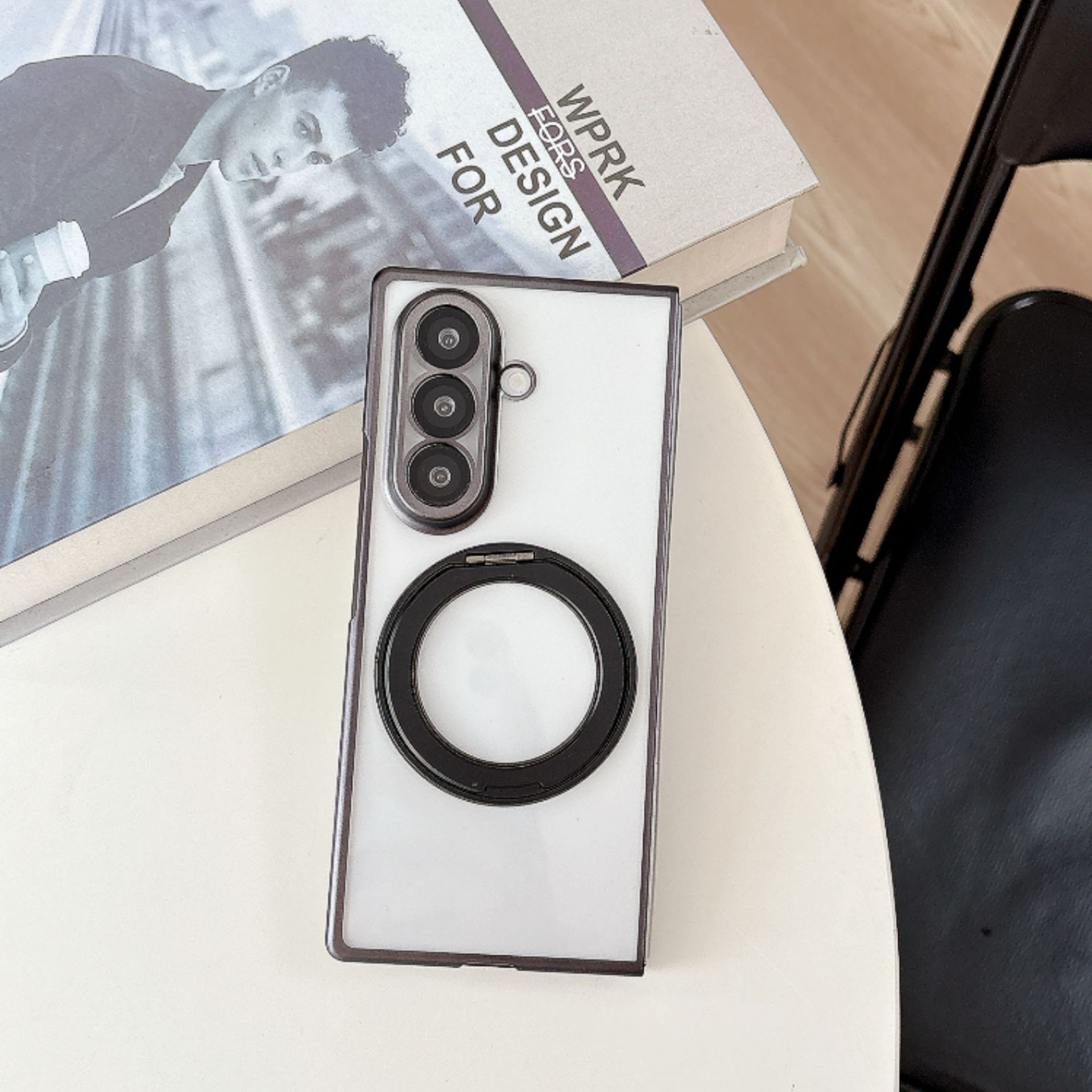 Compatible with Samsung Z Fold8/7 phone case, magnetic charging rotating stand, 6/5/4 case, electroplated transparent protective case