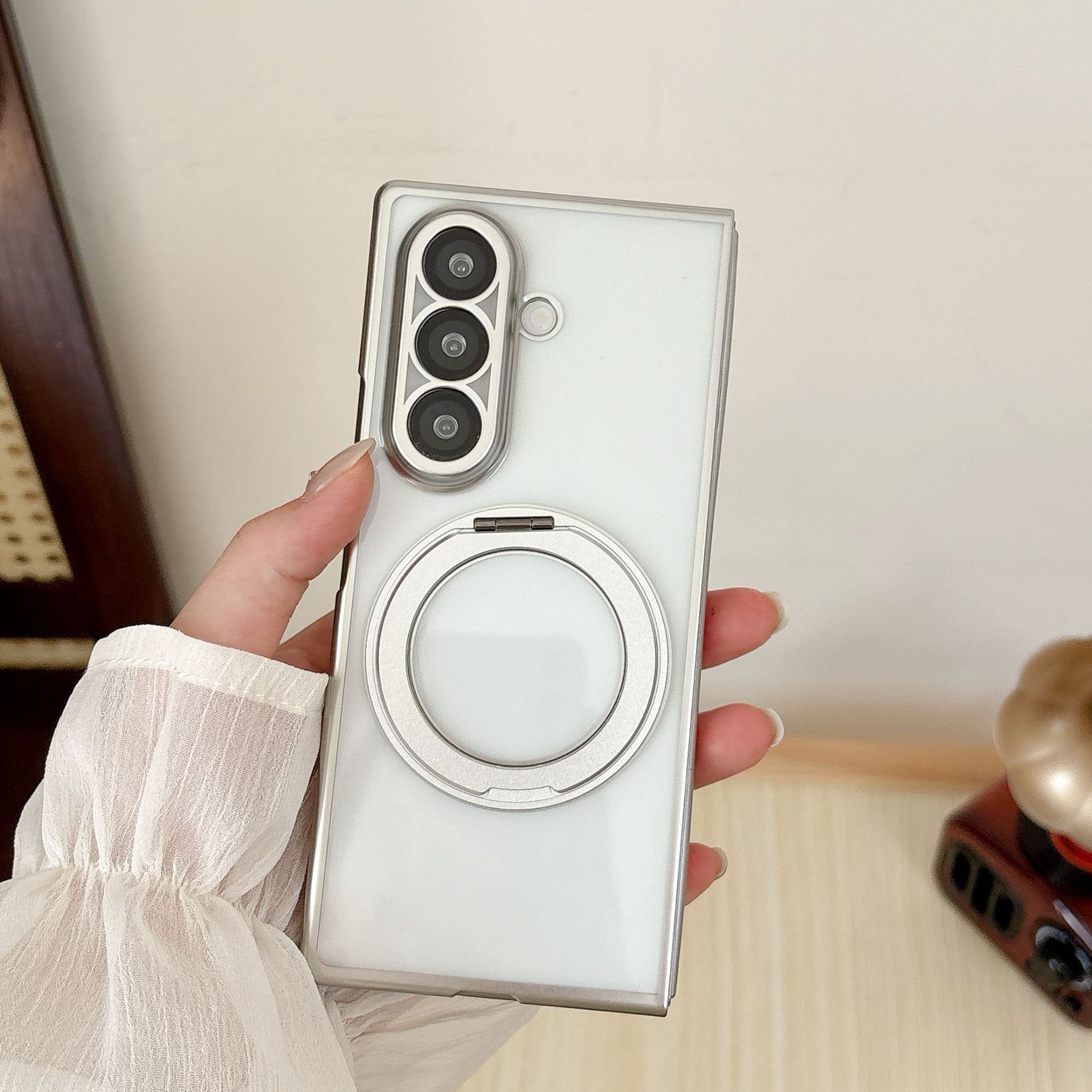 Compatible with Samsung Z Fold8/7 phone case, magnetic charging rotating stand, 6/5/4 case, electroplated transparent protective case
