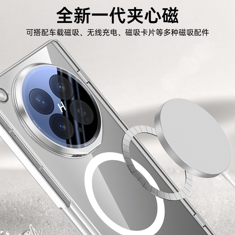 Compatible with OPPO Find N6 phone case, lens holder, wireless charging, magnetic attachment, transparent electroplated case film, full-coverage protection