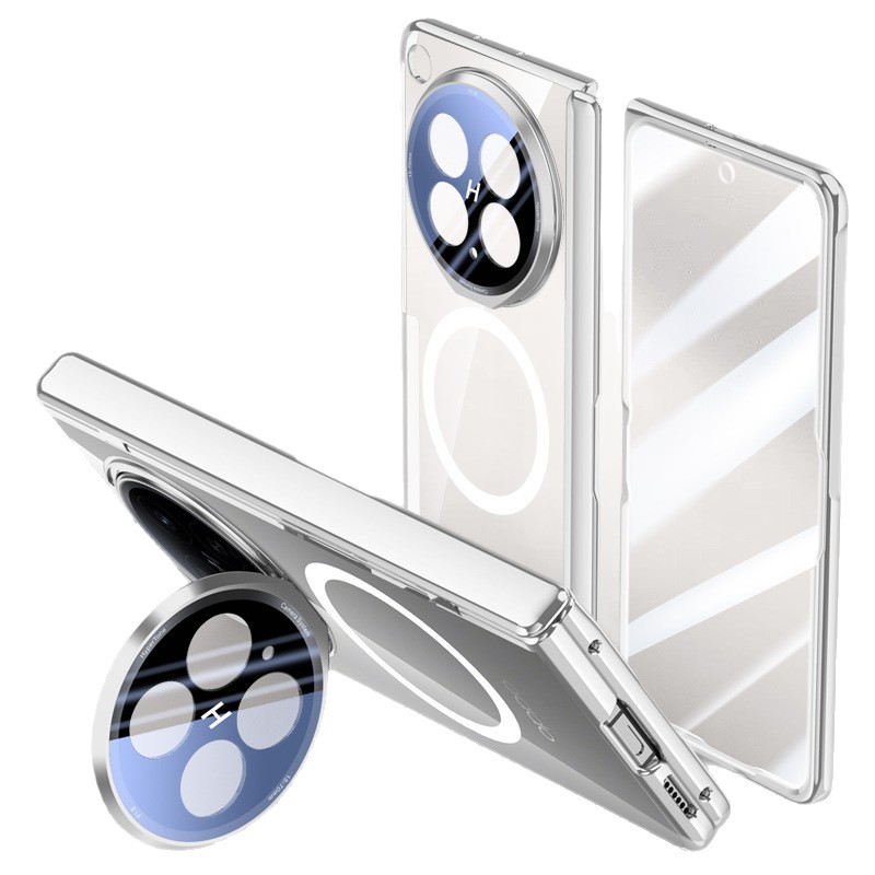Compatible with OPPO Find N6 phone case, lens holder, wireless charging, magnetic attachment, transparent electroplated case film, full-coverage protection