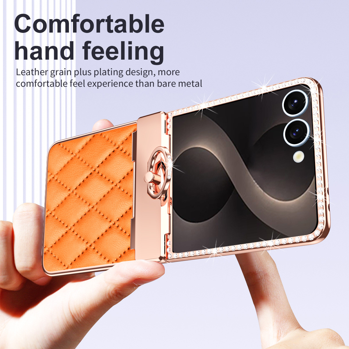 Compatible with Samsung Z Flip8 phone case, Flip7 rhinestone mini ring holder case, screen protector, full coverage protective case