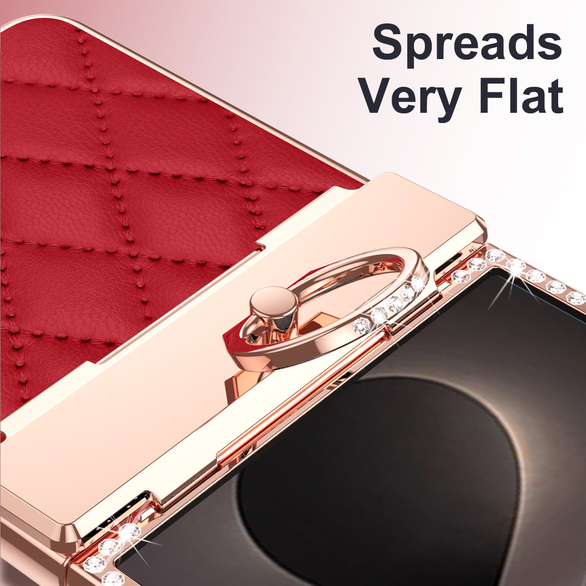 Compatible with Samsung Z Flip8 phone case, Flip7 rhinestone mini ring holder case, screen protector, full coverage protective case